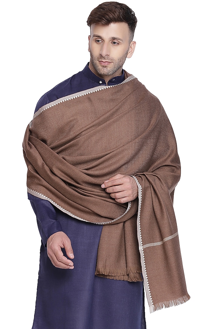 Brown Wool Shawl by Shingora Men at Pernia's Pop Up Shop