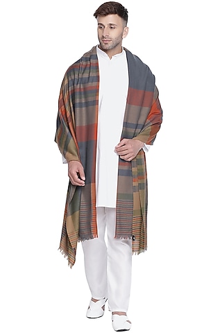 Toosh Wool Striped Shawl by Shingora Men