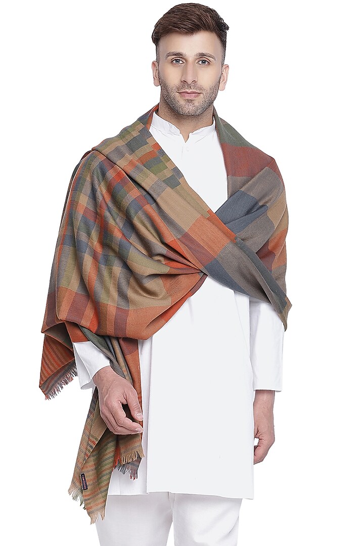 Toosh Wool Striped Shawl by Shingora Men at Pernia's Pop Up Shop