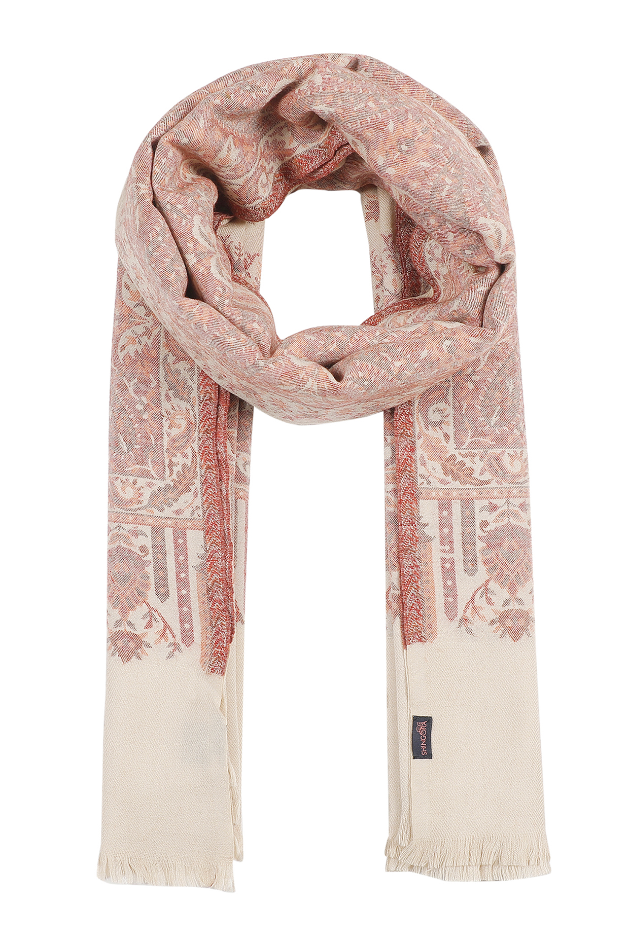 Beige Wool Printed Shawl by Shingora Men