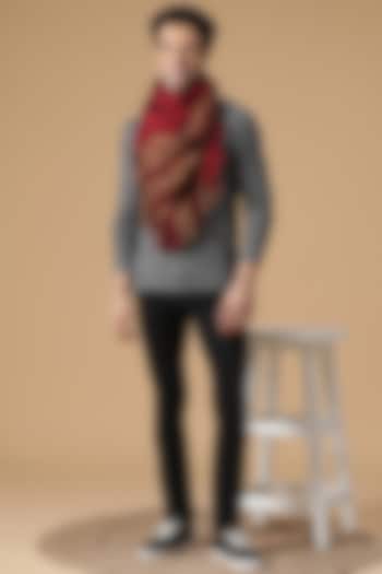 Maroon Wool & Acrylic Muffler by Shingora Men at Pernia's Pop Up Shop