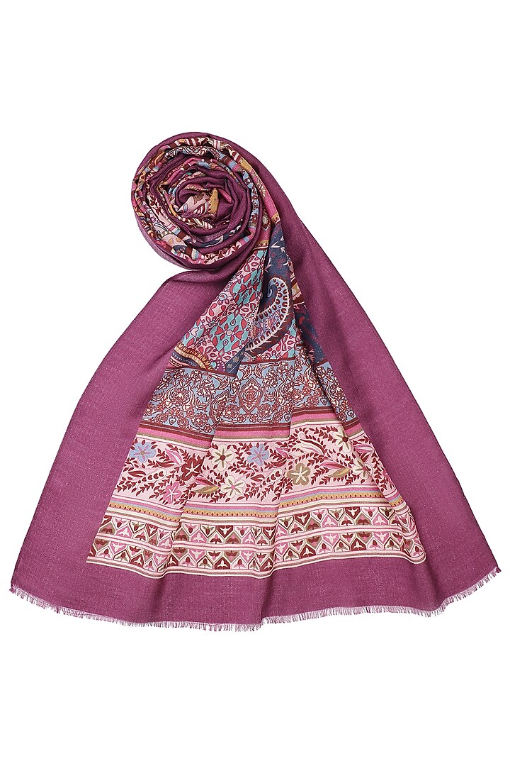 Fuchsia Printed Muffler by Shingora Men at Pernia's Pop Up Shop