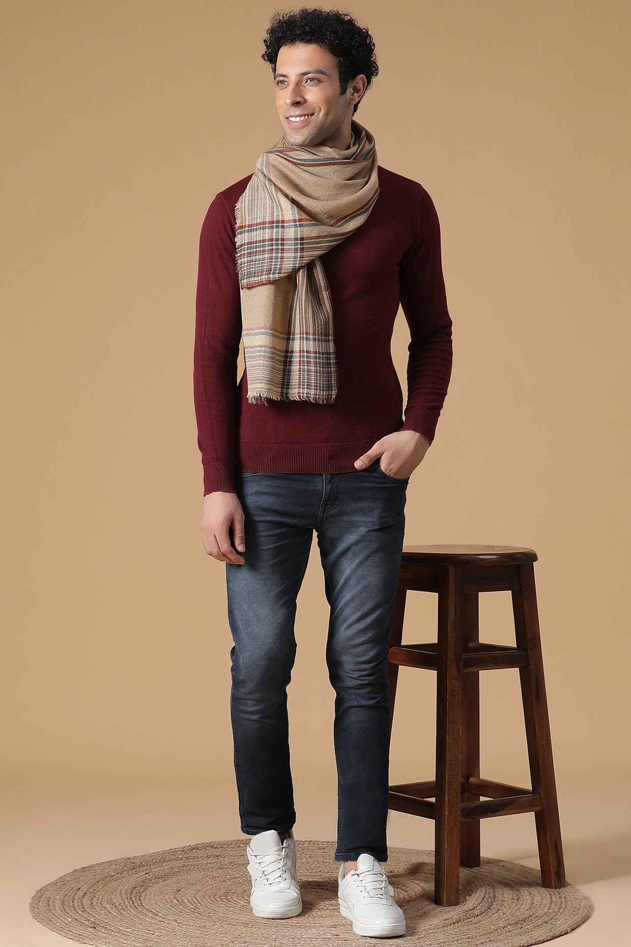 Dark Beige Wool Muffler by Shingora