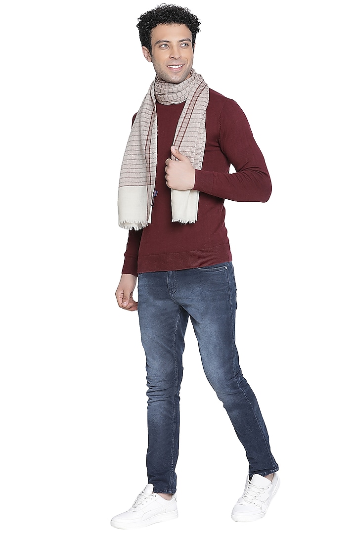 Dark Beige Wool & Cashmere Muffler by Shingora