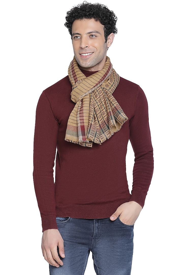 Mustard Wool Muffler by Shingora Men at Pernia's Pop Up Shop