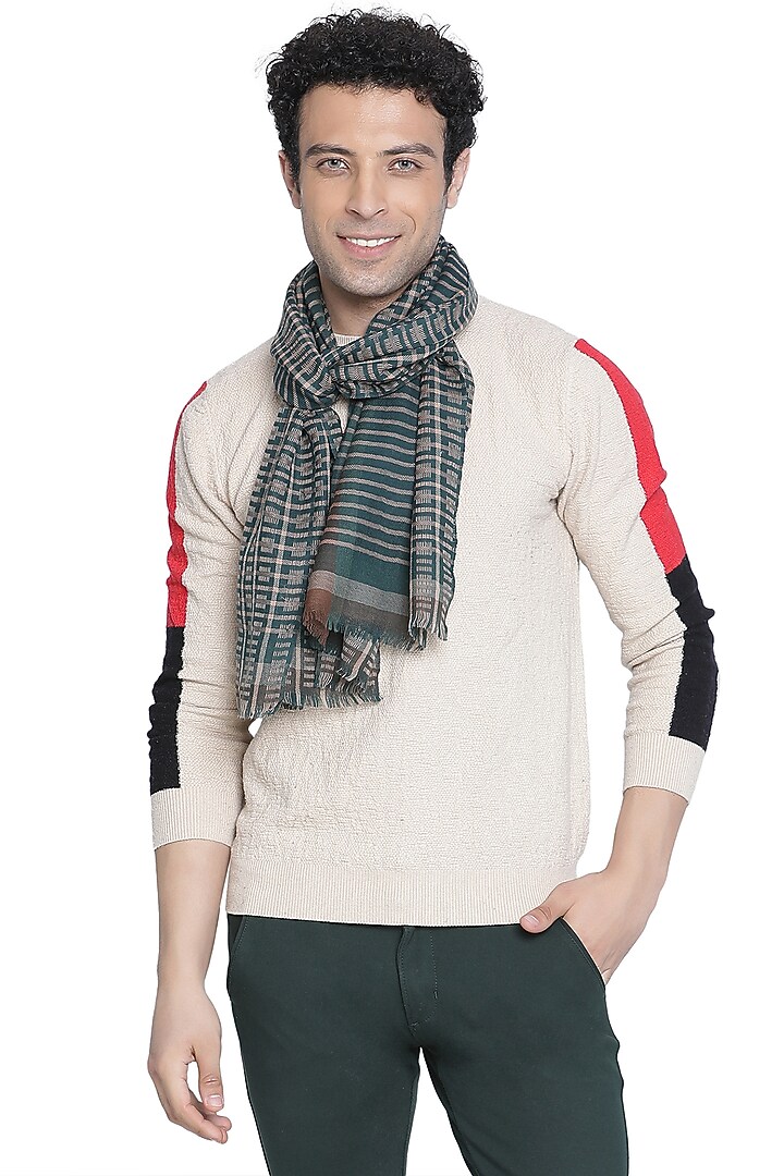 Green Wool Muffler by Shingora Men at Pernia's Pop Up Shop