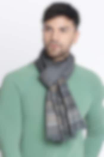 Grey Wool Dobby Muffler by Shingora Men at Pernia's Pop Up Shop