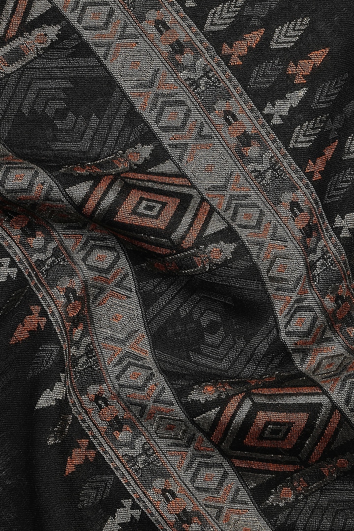 Black Wool Lurex Jacquard Muffler by Shingora Men at Pernia's Pop Up Shop