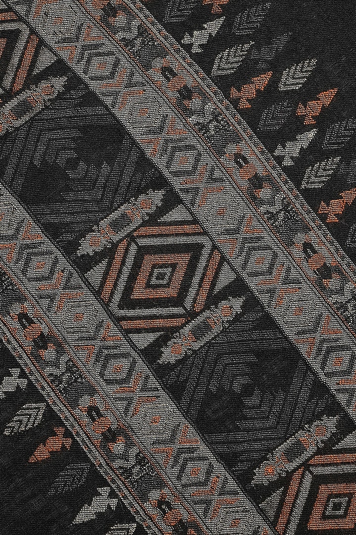Black Wool Lurex Jacquard Muffler by Shingora Men at Pernia's Pop Up Shop