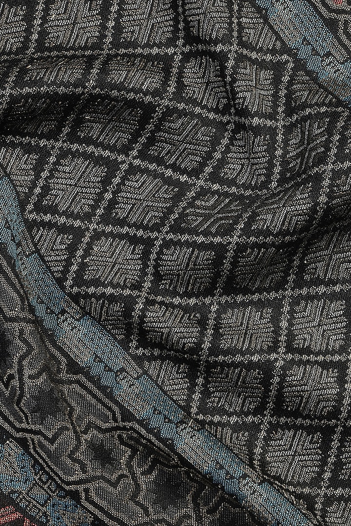 Black Wool Lurex Jacquard Muffler by Shingora Men at Pernia's Pop Up Shop