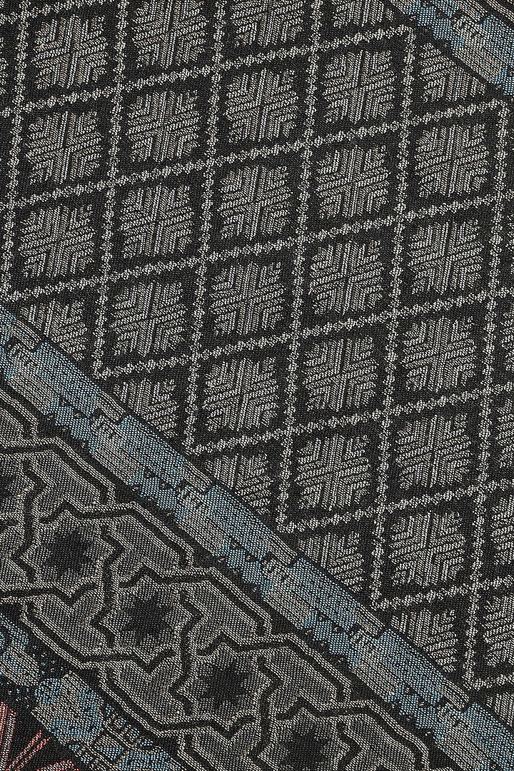 Black Wool Lurex Jacquard Muffler by Shingora Men at Pernia's Pop Up Shop