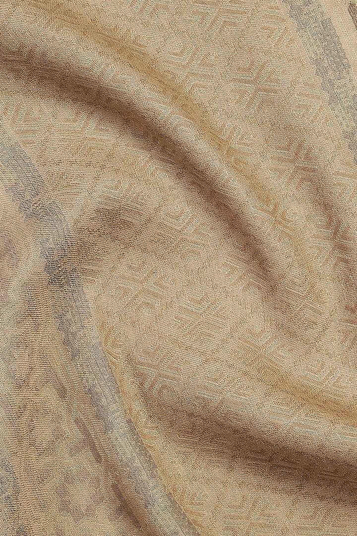 Dark Beige Wool Lurex Jacquard Muffler by Shingora Men at Pernia's Pop Up Shop