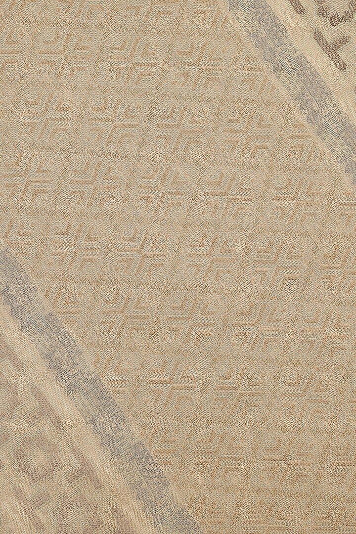 Dark Beige Wool Lurex Jacquard Muffler by Shingora Men at Pernia's Pop Up Shop