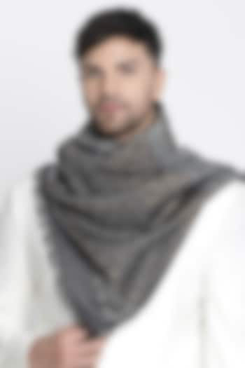 Grey Wool Lurex Jacquard Muffler by Shingora Men