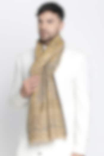 Mustard Wool Metallic Jacquard Muffler by Shingora Men