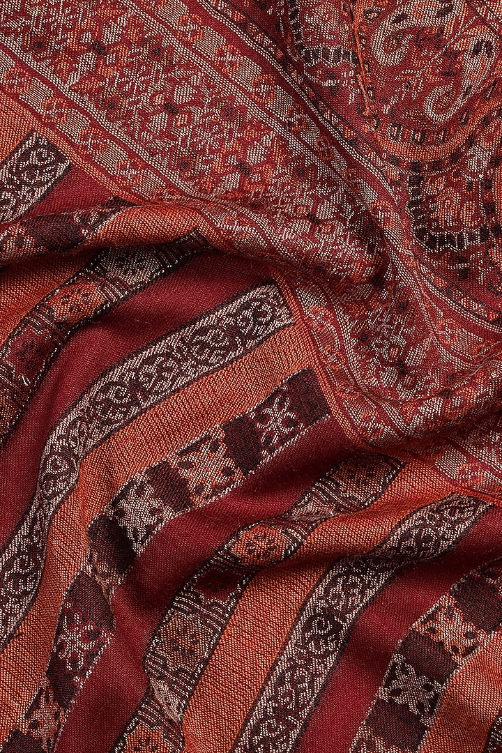 Dark Maroon Wool Metallic Jacquard Muffler by Shingora Men at Pernia's Pop Up Shop