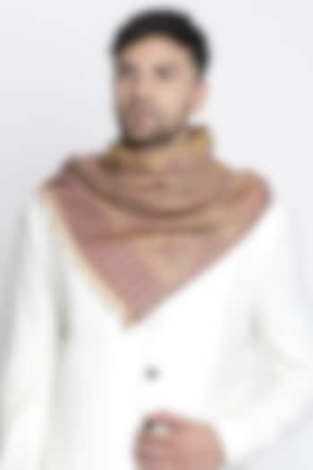 Mustard Wool Metallic Jacquard Muffler by Shingora Men at Pernia's Pop Up Shop