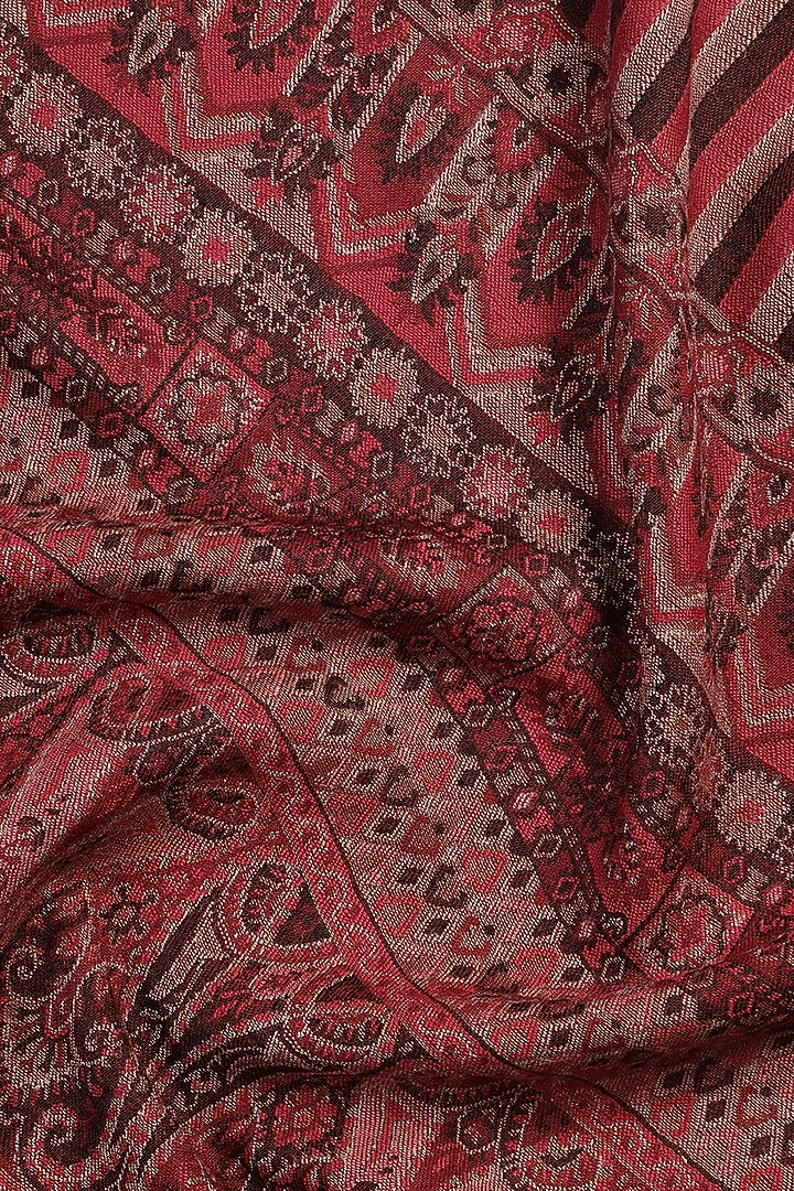 Dark Maroon Wool Metallic Jacquard Muffler by Shingora Men at Pernia's Pop Up Shop