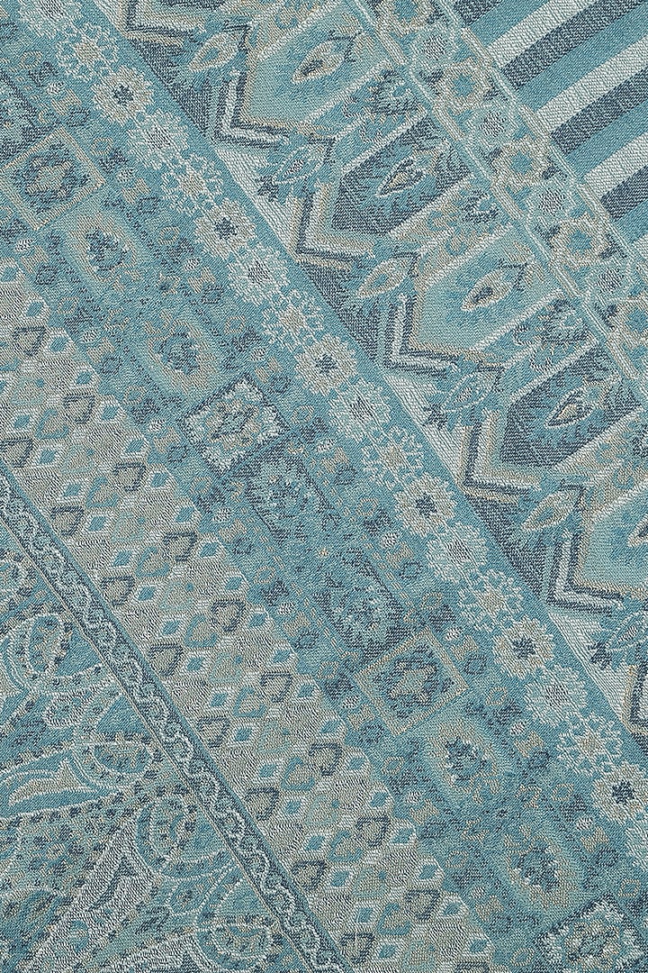 Sky Blue Wool Metallic Jacquard Muffler by Shingora Men at Pernia's Pop Up Shop