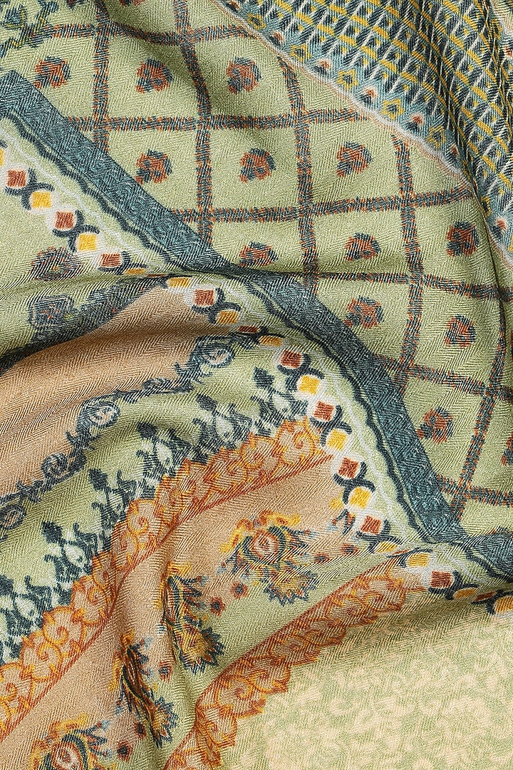 Mehendi Wool Silk Printed Muffler by Shingora Men at Pernia's Pop Up Shop