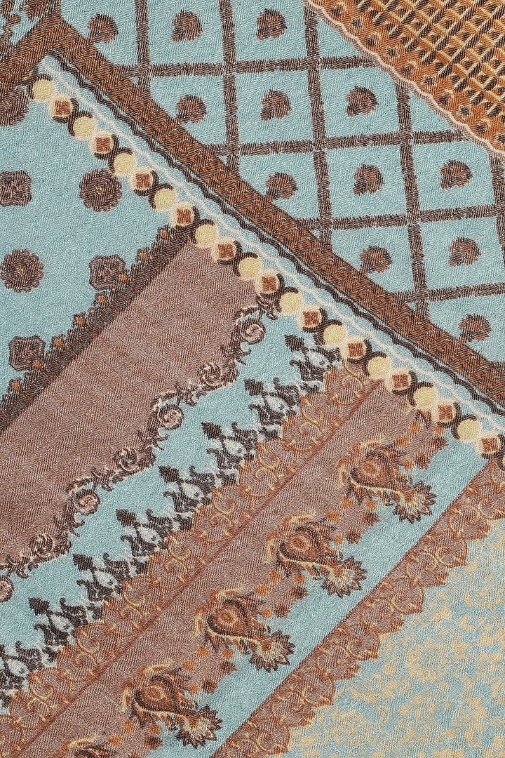 Sky Blue Wool Silk Printed Muffler by Shingora Men at Pernia's Pop Up Shop