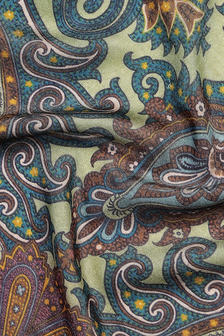 Mehendi Wool Silk Printed Muffler by Shingora Men at Pernia's Pop Up Shop