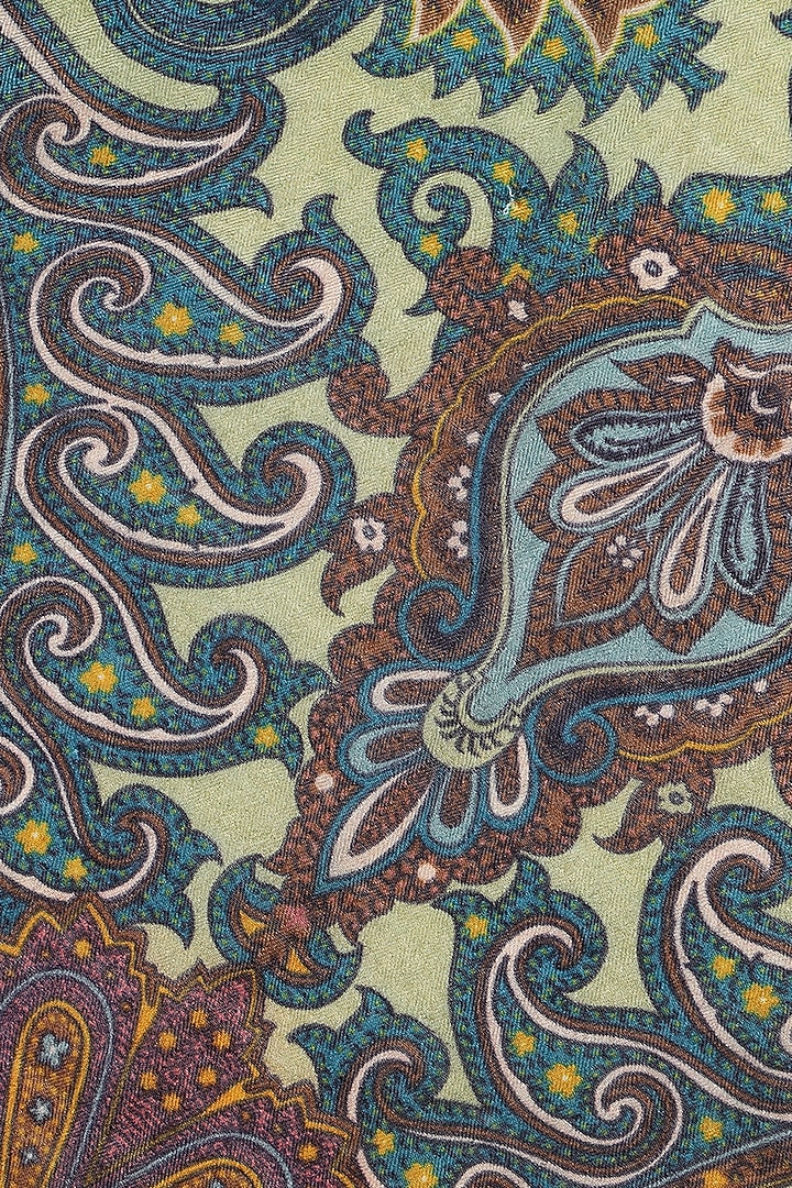 Mehendi Wool Silk Printed Muffler by Shingora Men at Pernia's Pop Up Shop