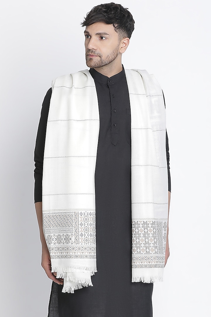 Off-White Wool Jacquard Lohi by Shingora Men