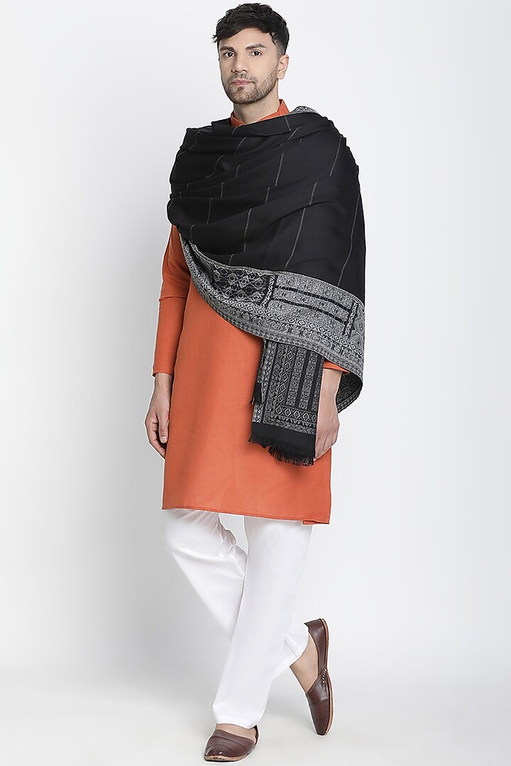 Black Wool Jacquard Lohi by Shingora Men at Pernia's Pop Up Shop