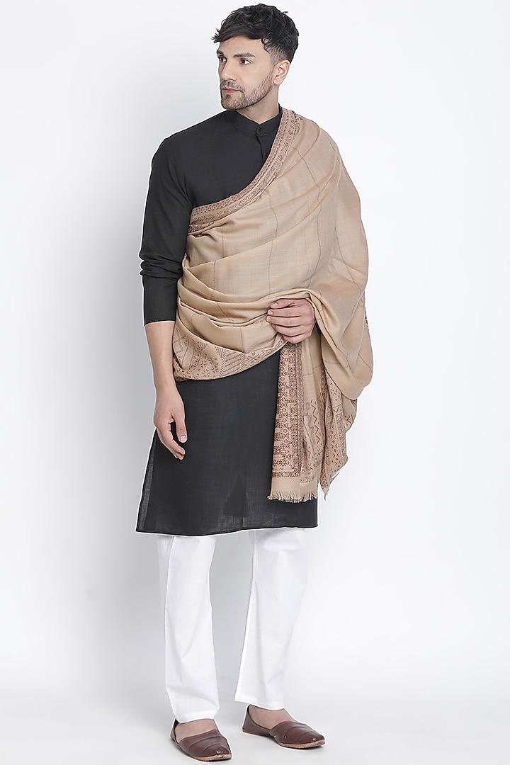 Beige Wool Jacquard Lohi by Shingora Men at Pernia's Pop Up Shop