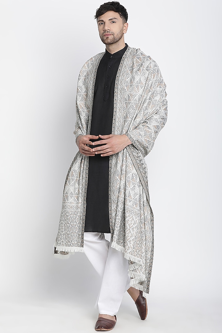 Off-White Wool Jacquard Lohi by Shingora Men