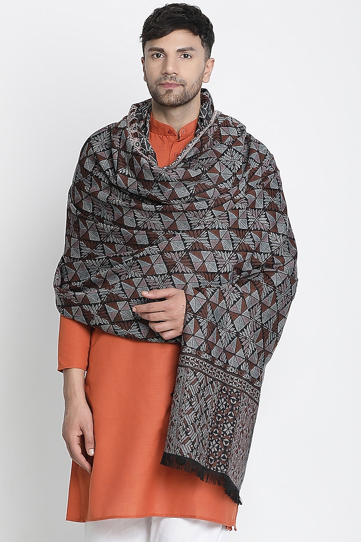 Black Wool Jacquard Lohi by Shingora Men