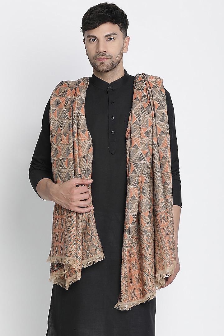 Beige Wool Jacquard Lohi by Shingora Men