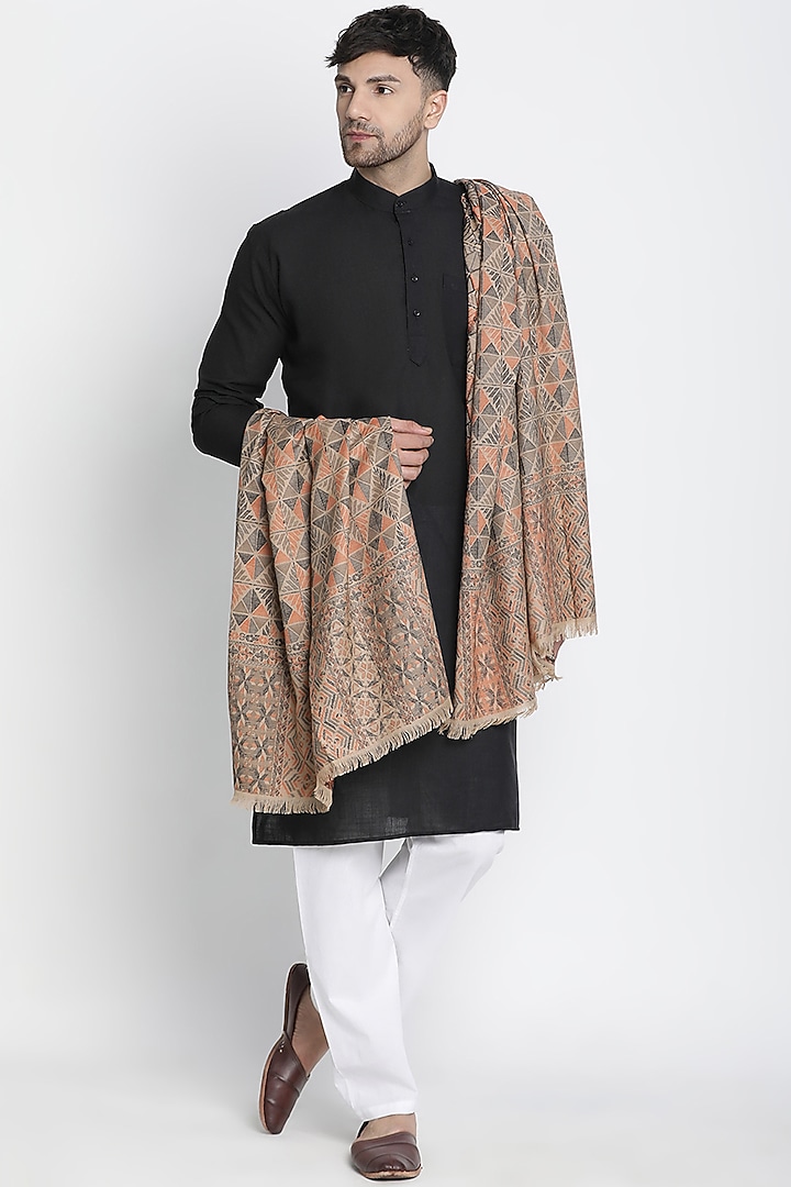 Beige Wool Jacquard Lohi by Shingora Men at Pernia's Pop Up Shop