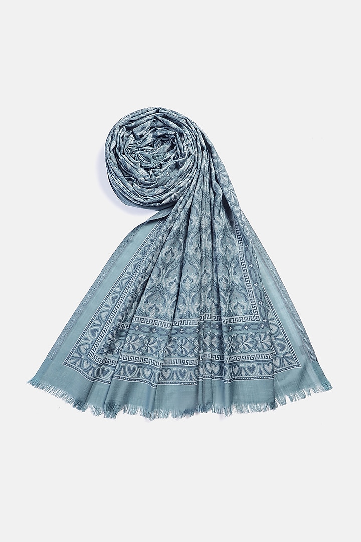 Sky Blue Wool Jacquard Lohi by Shingora Men at Pernia's Pop Up Shop