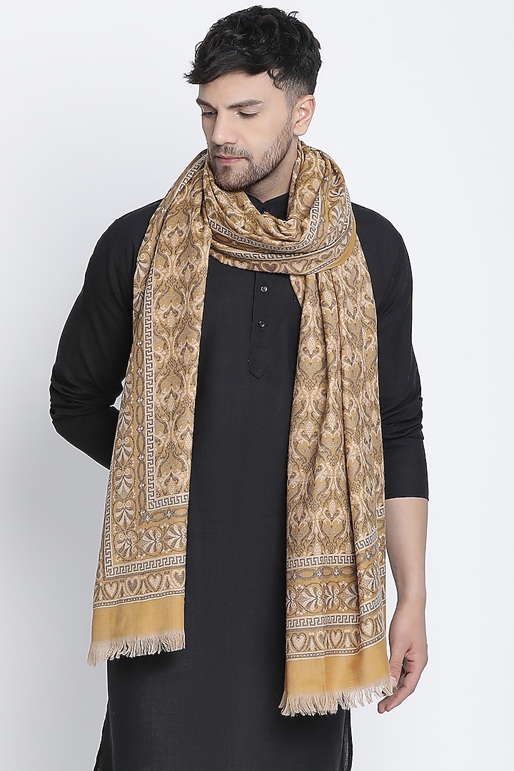 Mustard Wool Jacquard Lohi by Shingora Men