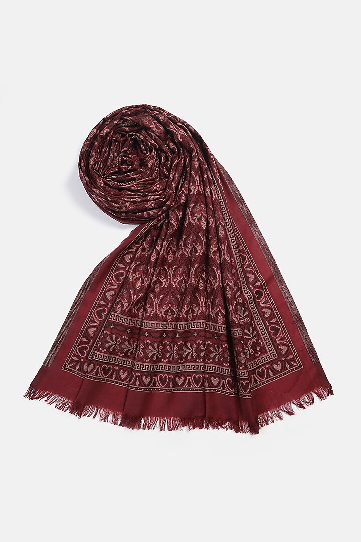 Maroon Wool Jacquard Lohi by Shingora Men at Pernia's Pop Up Shop