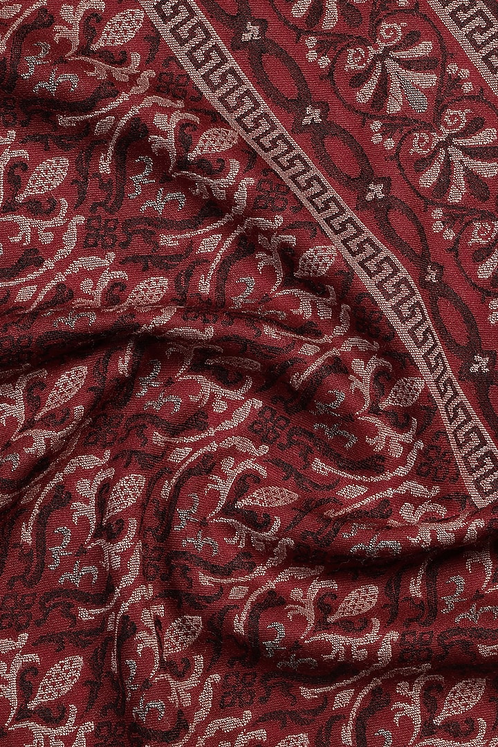 Maroon Wool Jacquard Lohi by Shingora Men at Pernia's Pop Up Shop