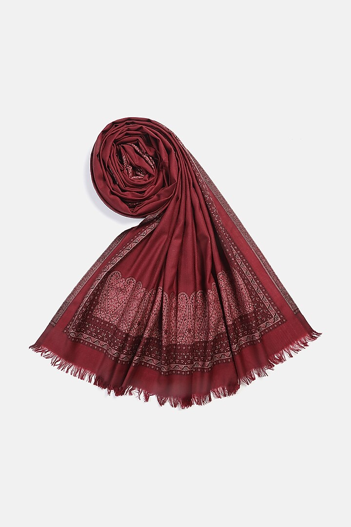 Maroon Wool Jacquard Lohi by Shingora Men at Pernia's Pop Up Shop
