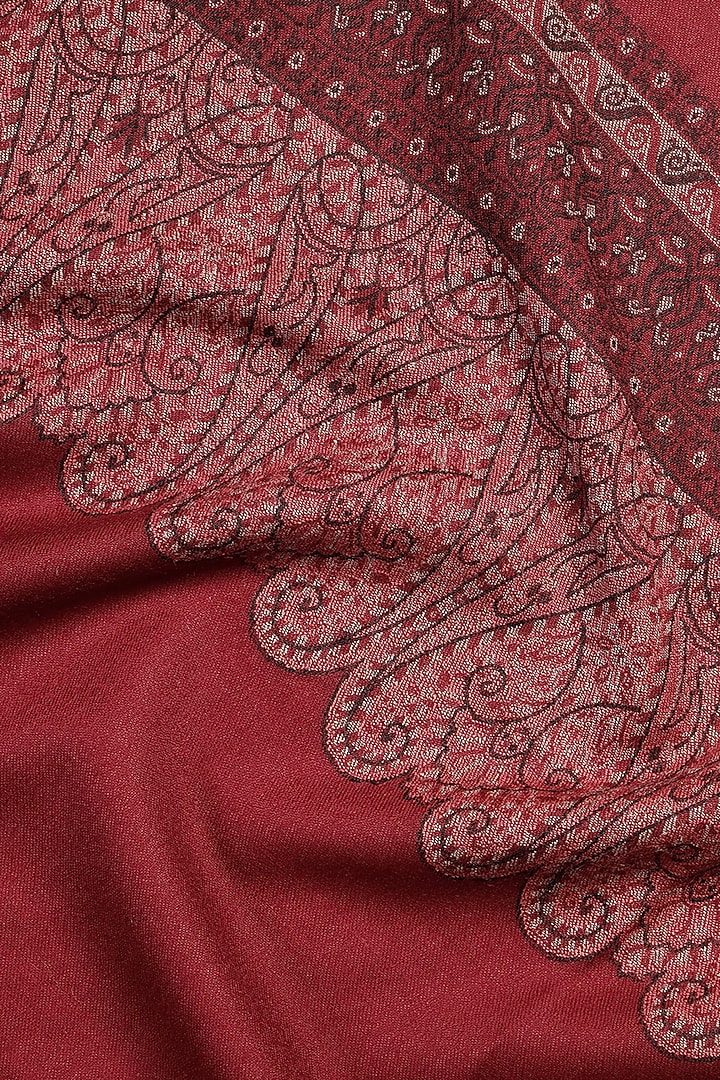 Maroon Wool Jacquard Lohi by Shingora Men at Pernia's Pop Up Shop