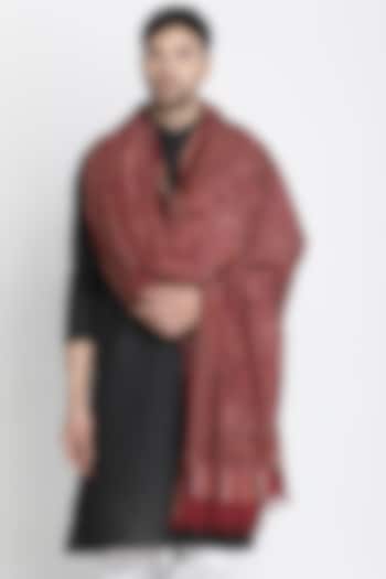 Maroon Wool Jacquard Lohi by Shingora Men