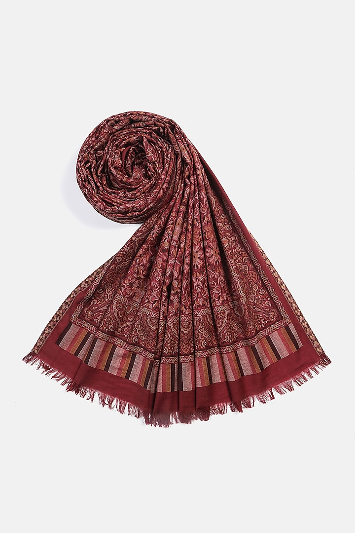Maroon Wool Jacquard Lohi by Shingora Men at Pernia's Pop Up Shop