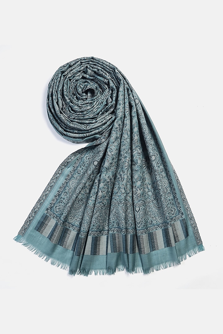Sky Blue Wool Jacquard Lohi by Shingora Men at Pernia's Pop Up Shop