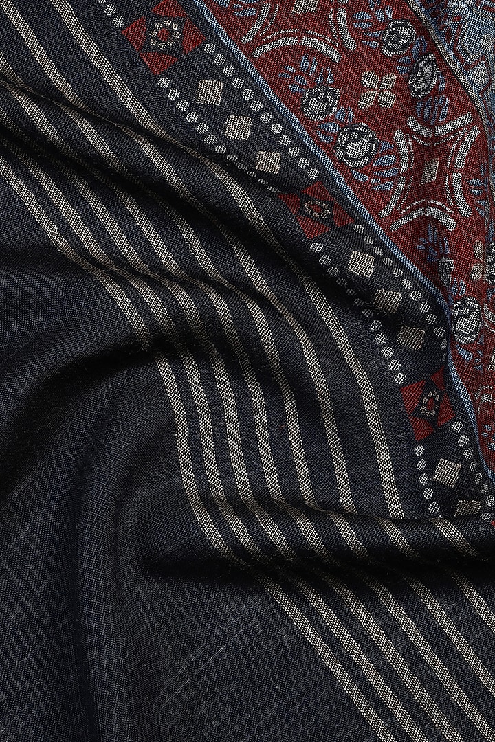 Navy Blue Wool Jacquard Lohi by Shingora Men at Pernia's Pop Up Shop