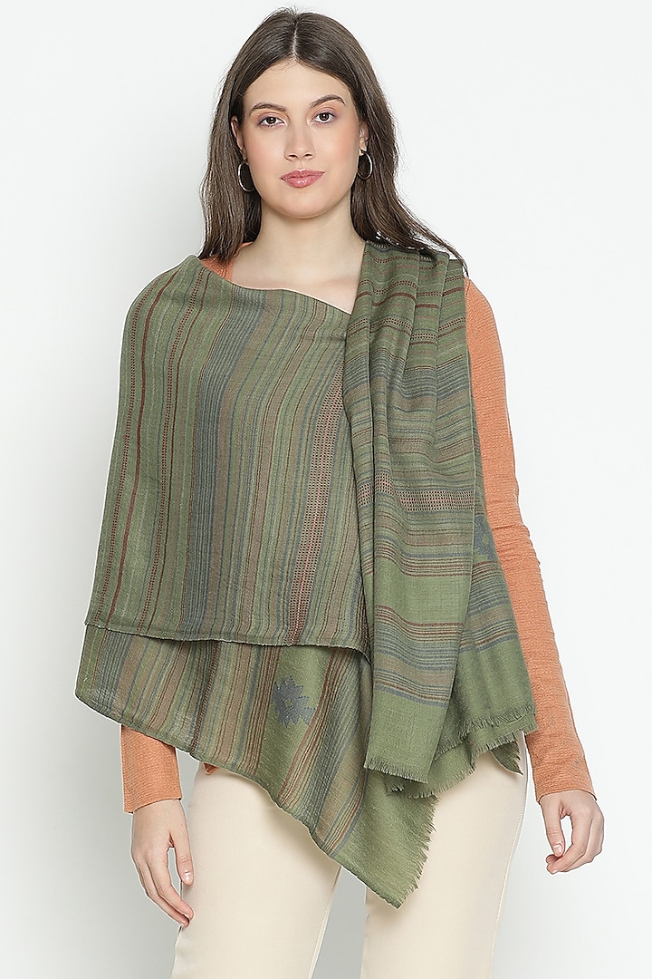 Green Wool Shawl by Shingora at Pernia's Pop Up Shop