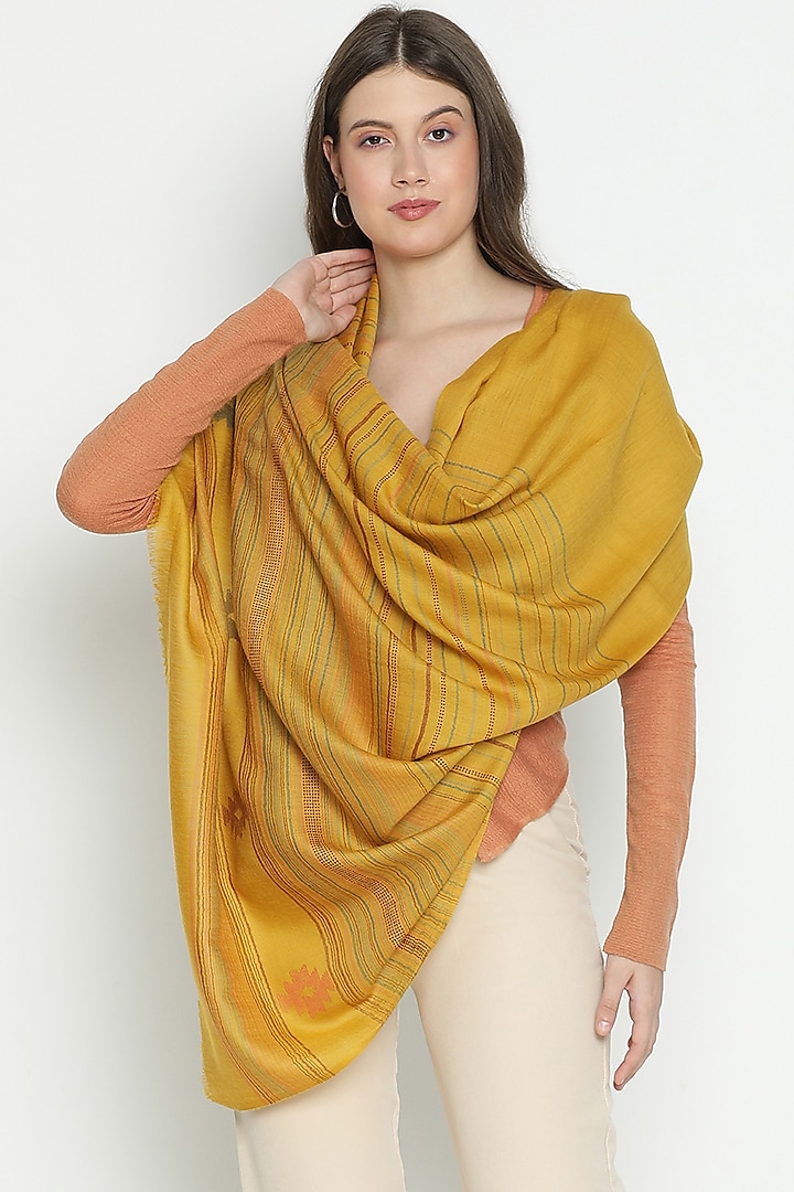 Mustard Wool Shawl by Shingora at Pernia's Pop Up Shop