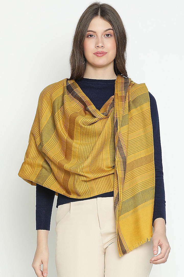 Mustard Wool & Lurex Shawl by Shingora at Pernia's Pop Up Shop