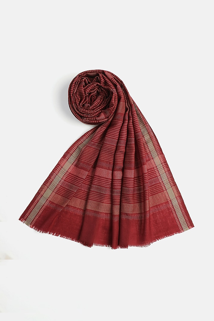 Dark Maroon Wool & Lurex Shawl by Shingora at Pernia's Pop Up Shop