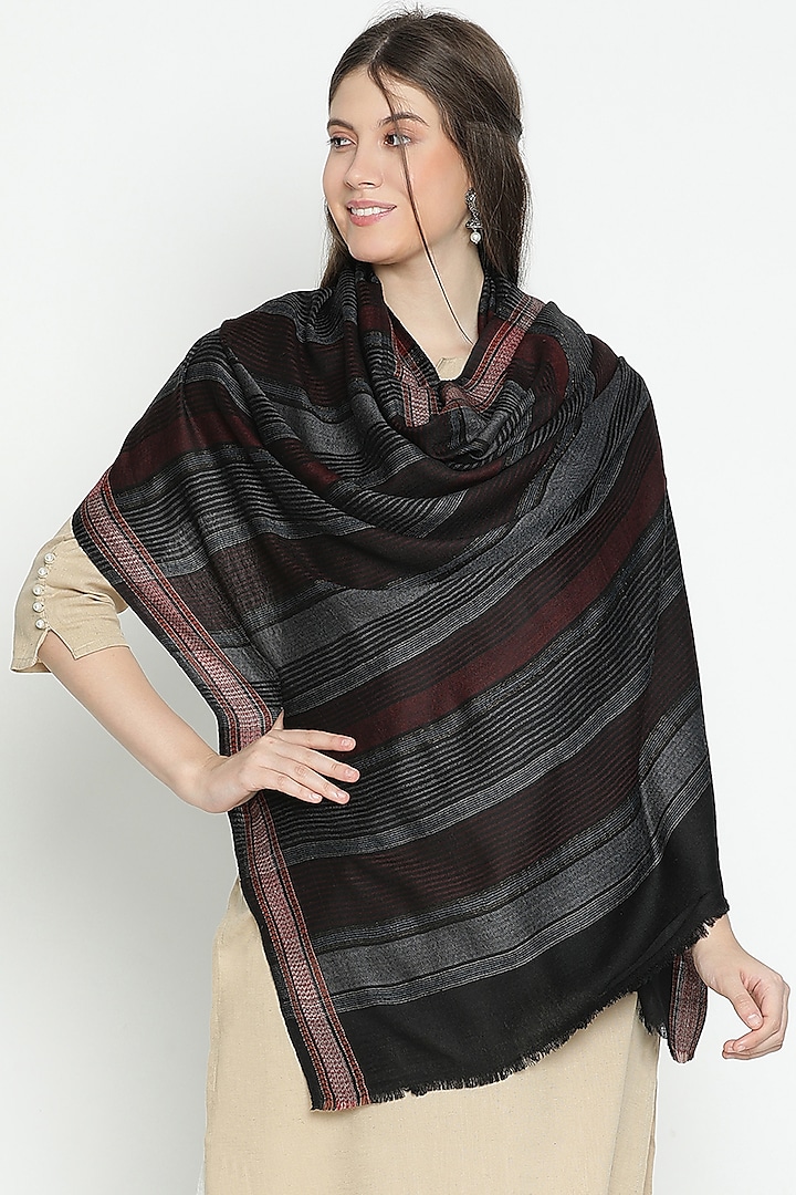 Black Wool & Lurex Shawl by Shingora at Pernia's Pop Up Shop