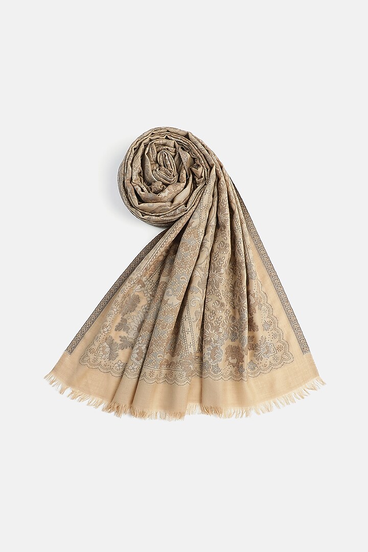 Dark Beige Wool Shawl by Shingora at Pernia's Pop Up Shop